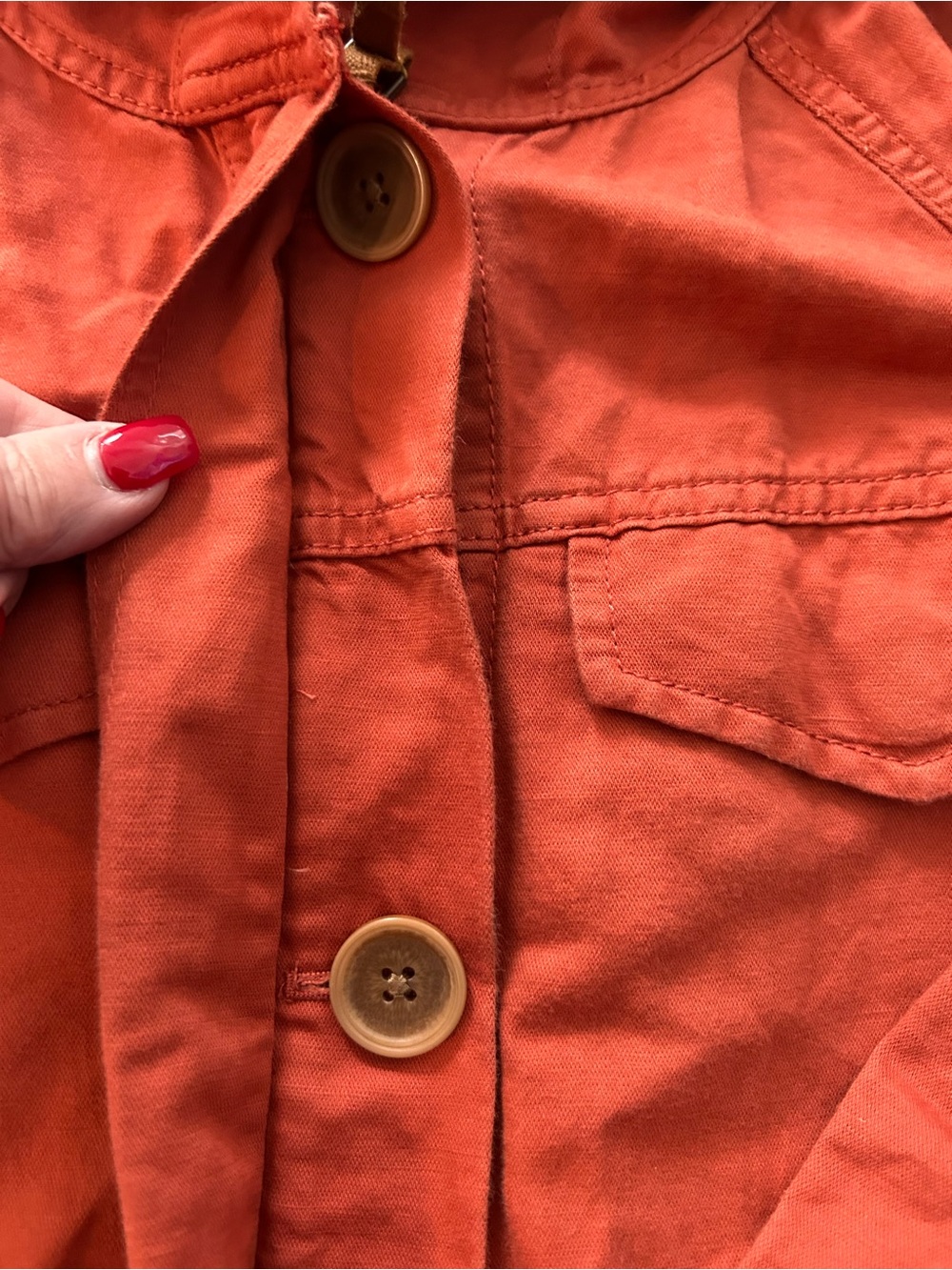 LOFT Lightweight Hooded Barn Jacket in Coral. Size XS - Picture 8 of 12